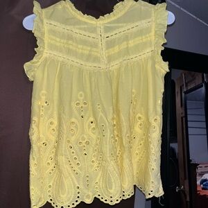 Chic Yellow Eyelet Blouse